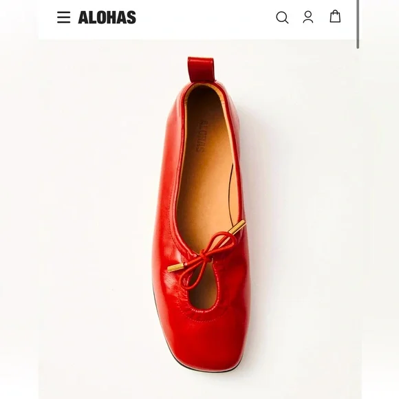 フラットシューズ ALOHAS Leather rosalind ballerinas Rosso Rosalind Red Leather Ballet Flats